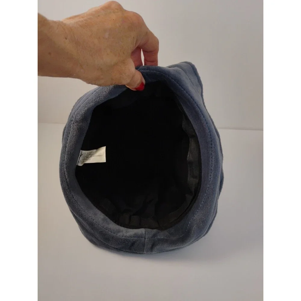 Packable Velvety Hat with Flower Gray Black Purple Never Worn One Size